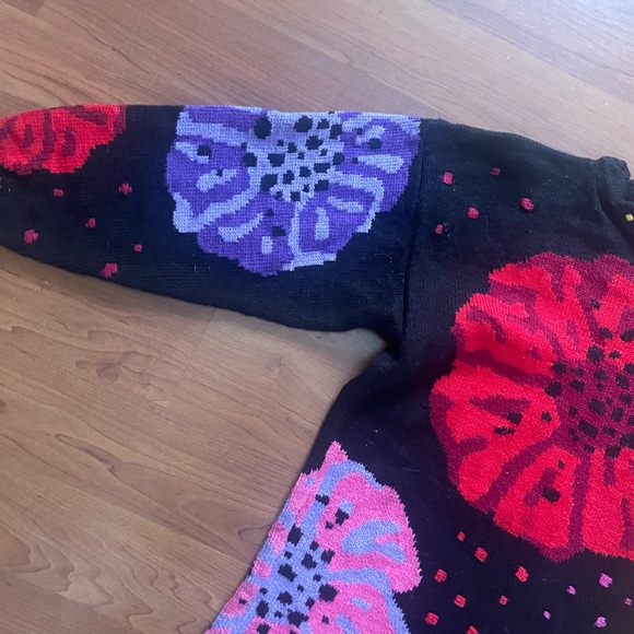 Black and Purple Cowl Neck Sweater with Circular Designs, Christine Foley, Nice! - Picture 3 of 6